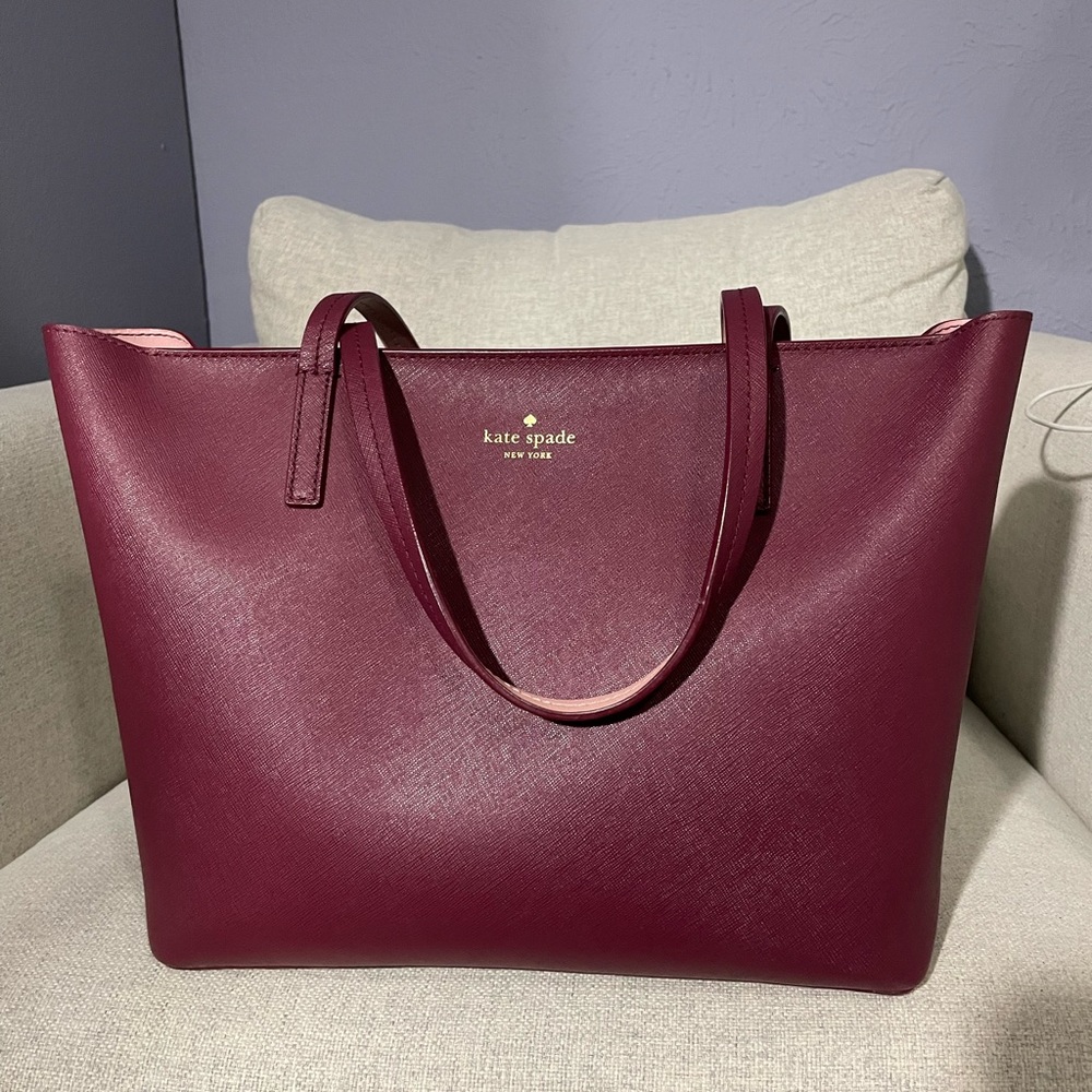 Maroon Kate Spade tote purse